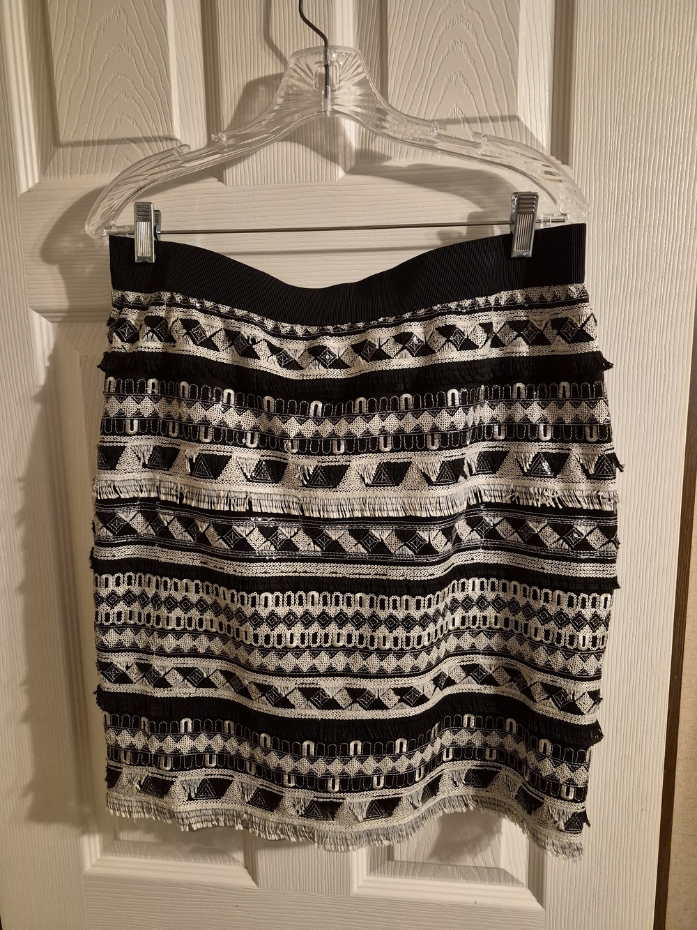Vince Camuto Black and White Textured Mini Skirt